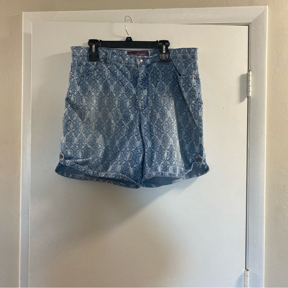 Gloria Vanderbilt‎ Light Blue Patterned Jean Shorts